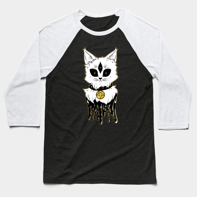 Kitty of Darkness Baseball T-Shirt by KibberScreee